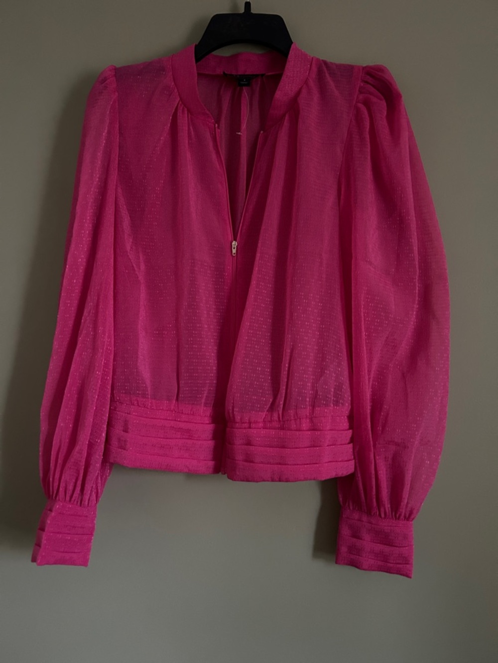 NWOT Christian Siriano C Wonder Organza Jacket in Lipstick Pink Size S